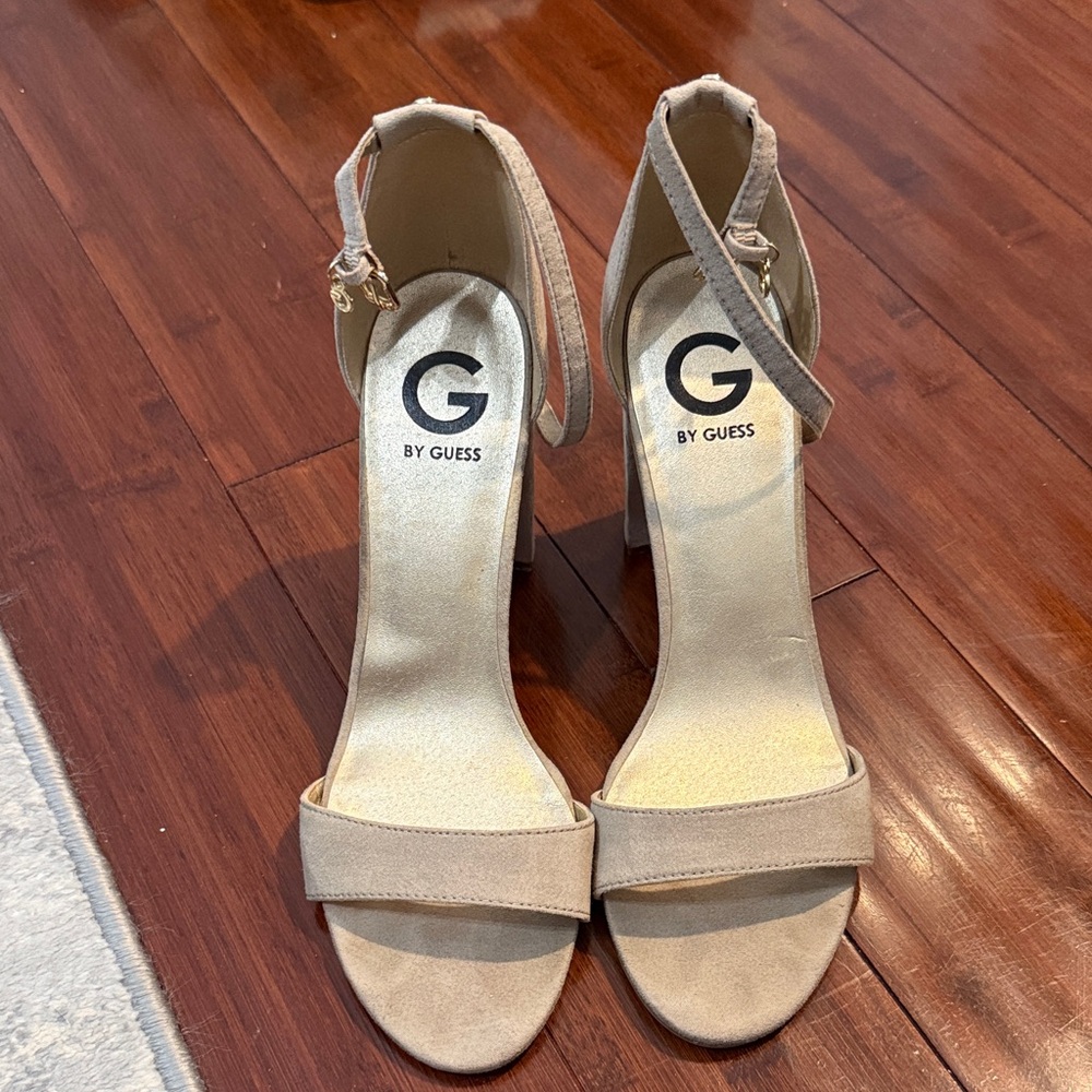 G by Guess Beige Strappy Heels